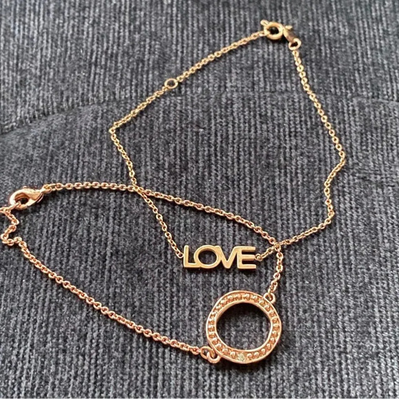 Dainty Rose Gold Lot 3 Items a Delicate Crystal Rose Necklace and 2 Bracelets - Picture 4 of 14